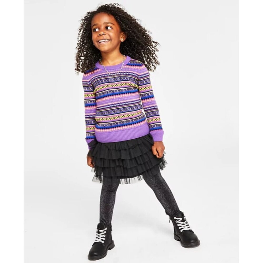 Holiday Lane Toddler Girls Size 2T Bright Fair Isle Long Sleeve Sweater $40 060